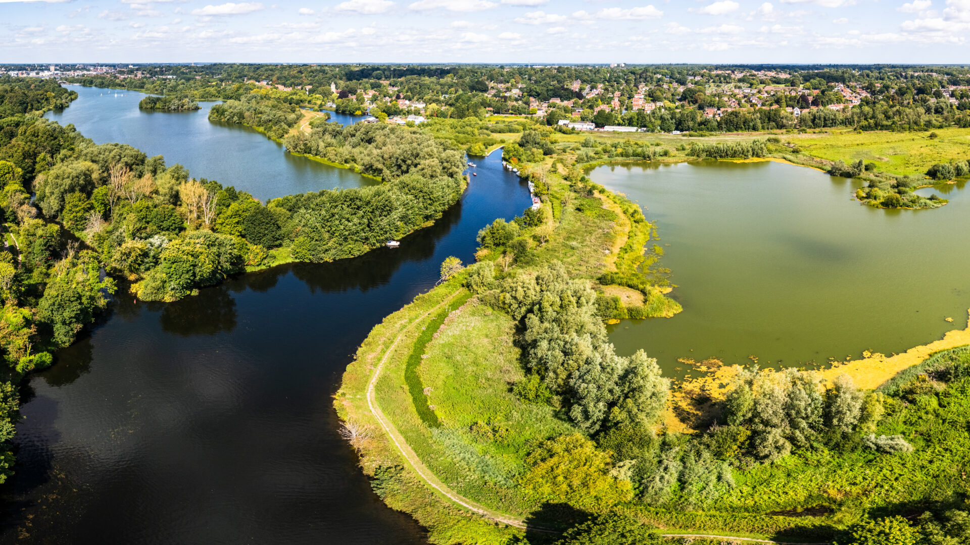 River Yare bends around Whitlingham Broad
